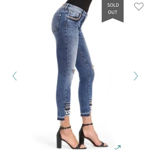 Mavi jeans Tess high rise skinny cropped with fringe and embroidery size 27-28 - Picture 2 of 16